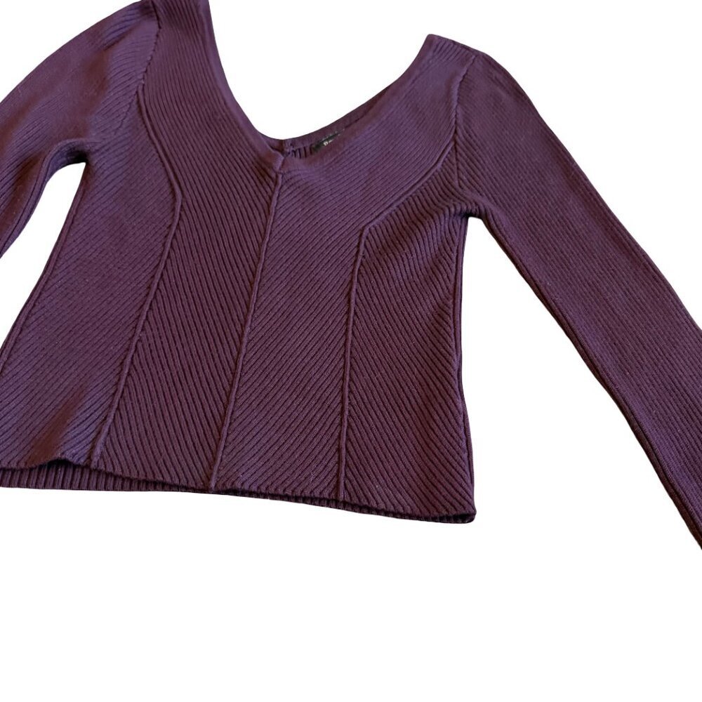 Beverly and Beck PacSun Purple Cropped Sweater Plunging Neckline Size Small - Picture 3 of 11